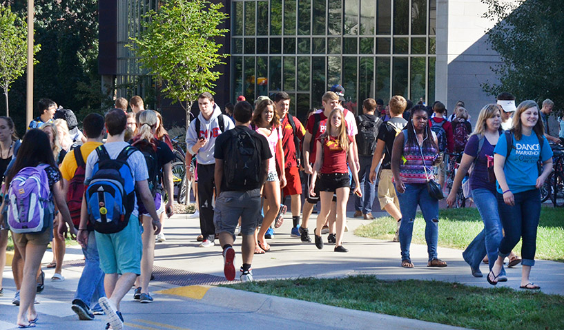 photo of students walking