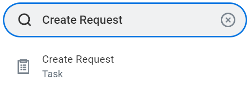 Image shows Workday search of "Create Request."
