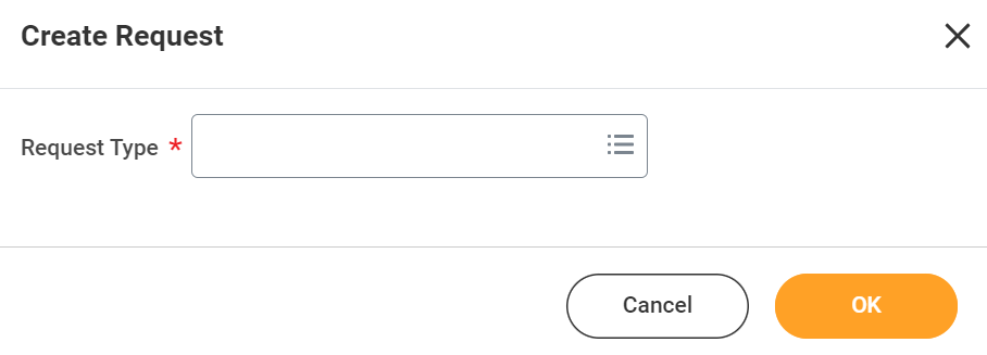 Image show the "Create Request" task in Workday.