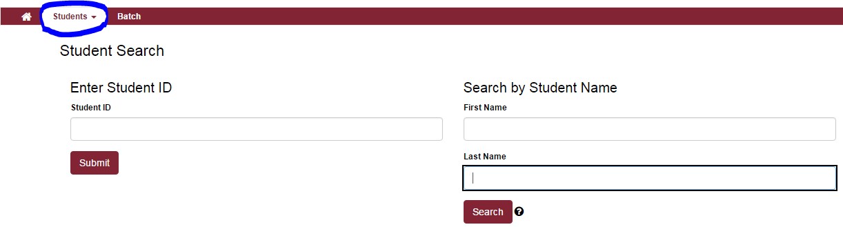Student search tab 1